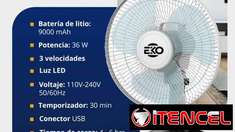 Ventilador de mesa recargable 12″