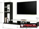 Mueble bajo para TV aéreo en MDF HIDROFUGO con acabado en esmalte sintético, de estilo moderno y líneas rectas.