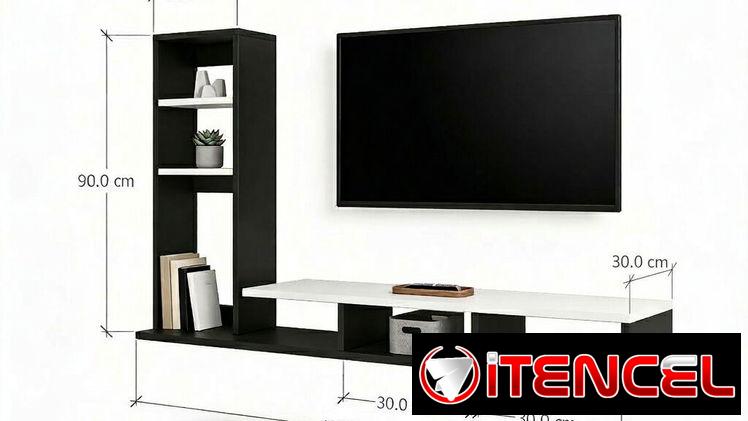 Mueble bajo para TV aéreo en MDF HIDROFUGO con acabado en esmalte sintético, de estilo moderno y líneas rectas.
