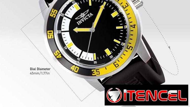 ⌚ RELOJ INVICTA SPECIALTY HOMBRE 45MM, ACERO, CUARZO JAPONÉS, SILICONA NEGRA/AMARILLA – ENVÍO DISPONIBLE HABANA