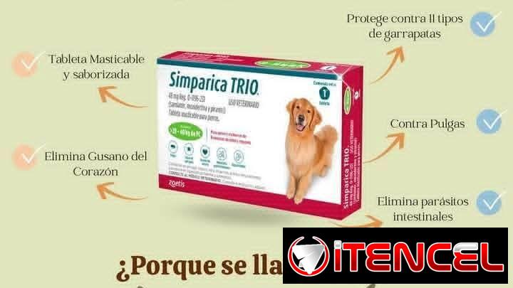 Simpárica trio 20-40kg antiparasitario externo e interno.