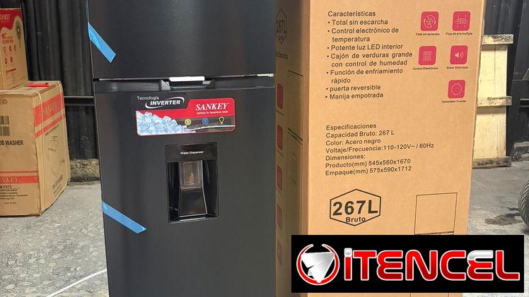 Refrigerador SANKEY de 9.4 pies cúbicos con dispensador de agua 💧 tecnología inverter