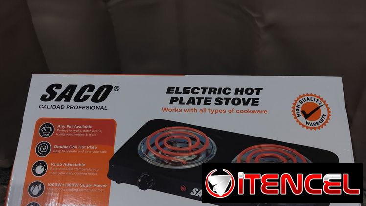 Hornilla electrica doble marca Saco negra 2000w