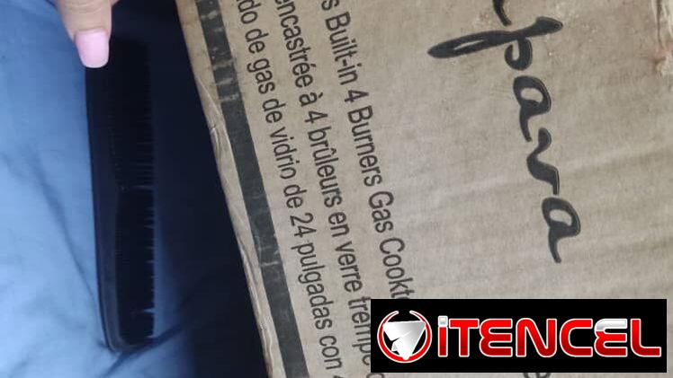 Cocina a gas para empotrar de cristal templado, 4 quemadores