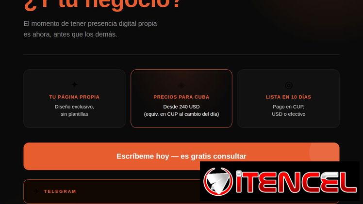 Diseño páginas web para negocios y profesionales en Cuba