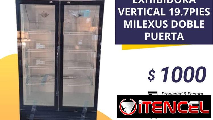 Nevera exhibidora vertical doble puerta 19.7 pies marca Milexus