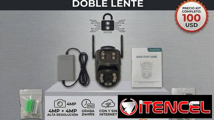 Cámara de Seguridad doble lente con respaldo de batería