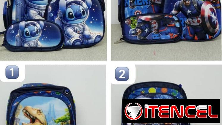 Combos de 3 piezas. Mochilas con Luces, merendero térmico y cartuchera