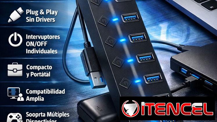 -Hub USB 3.0 – 7 Puertos con Interruptores
