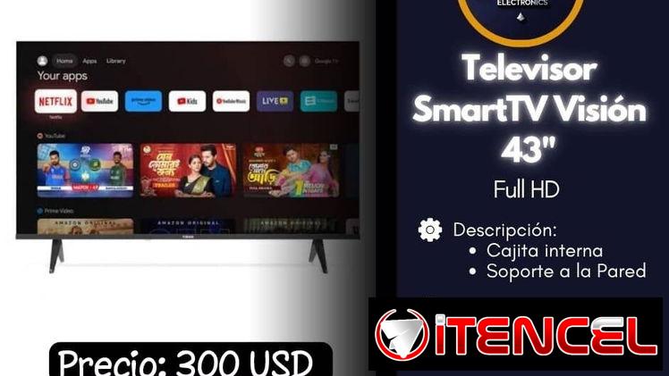 Smart Tv Visión 43″ pulgadas Full HD – Cajita HD interna y Soporte a la pared + Envío y Ensamblaje incluído!!