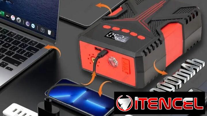 Arrancador de bateria y compresor portatil para neumaticos y otros
