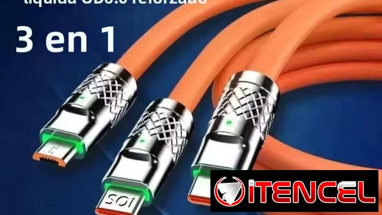 Cable 3 en 1 carga rápida y datos/ cable USB a IOS, ANDROID y micro USB