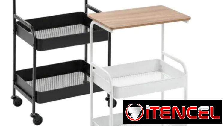 Organizador multifuncional de metal con ruedas  ✅Medidas: 80 cm altura x 30 x 43 cm ancho  🏷️ $30 usd