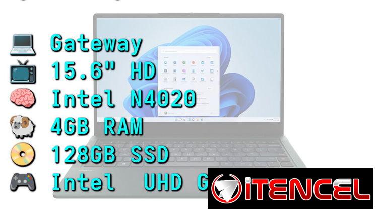 LAPTOP 🎁NUEVA🎁📦CAJA, Gateway (GWNC21524-GR), 15.6″ HD IPS Antireflejo, Intel N4020, 4GB RAM, 128GB SSD