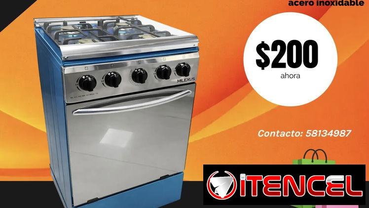 Cocina Milexus de 4 quemadores con horno y magneto