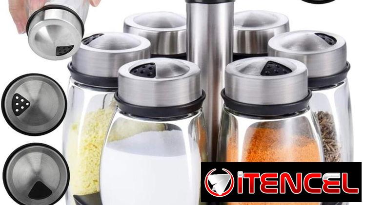 soporte organizador de condimentos de 6 frascos