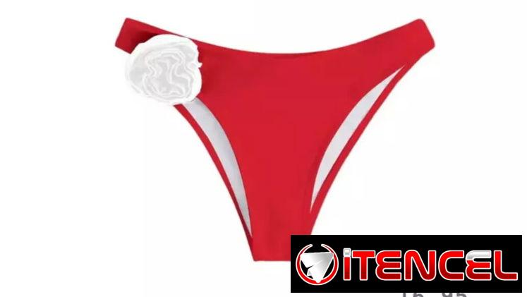 ✨ Biquinis tope rojo con detalle de rosa✨