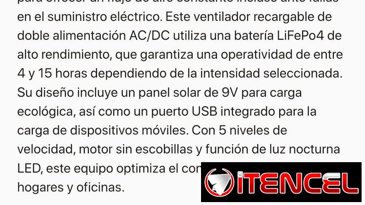 Ventilador recargable -panel y bombilla recargable