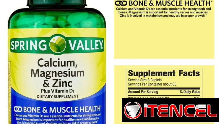 Calcio magenzio y zinc pomo de 250 tabletas, para el apoyo inmunologico y los huesos