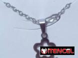 Juego de cadena y aretes p/ mujer plateados de acero inoxidable