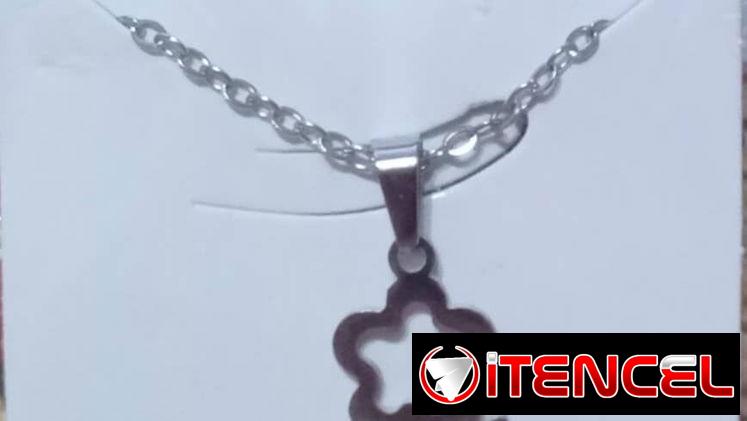 Juego de cadena y aretes p/ mujer plateados de acero inoxidable