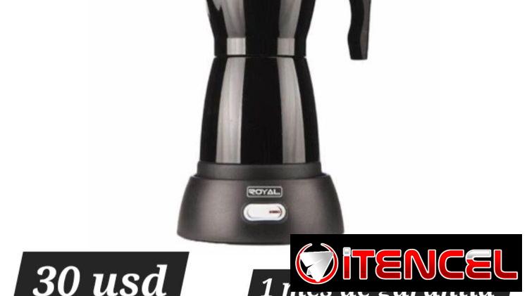 Cafeteras eléctricas marca Royal negras y rojas