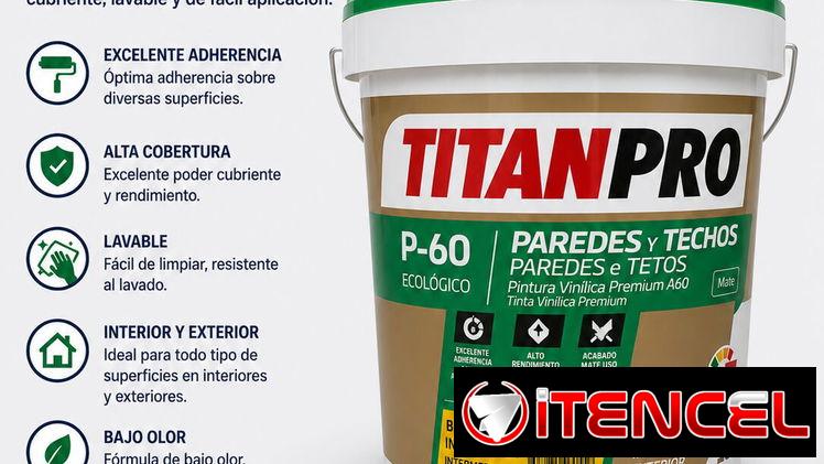 Pintura vinil blanco acrilico(TitanPro P60 15 L) ideal para pladur y paredes, excelente recubrimiento