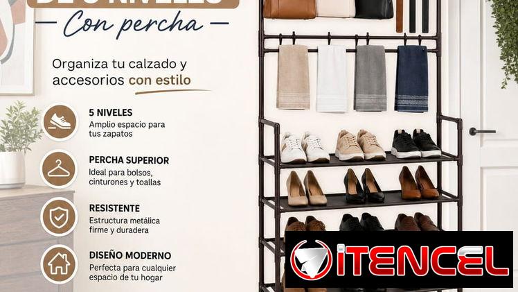 ZAPATERA DE 5 NIVELES CON PERCHA