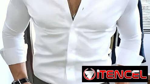 Camisa blanca de vestir semielastizadas