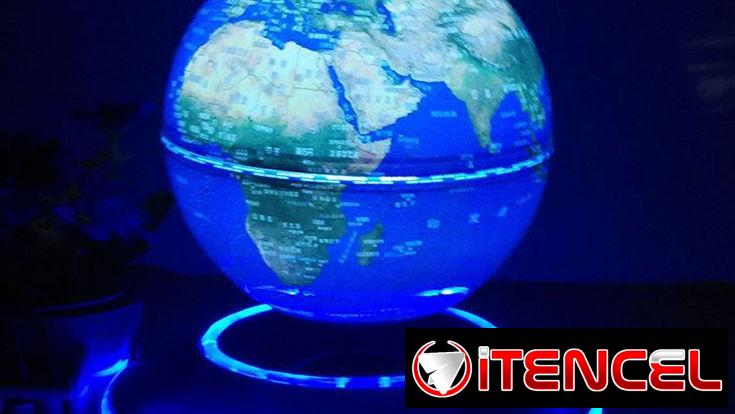 Globo terráqueo levitante.   60 usd  Gira completamente en el aire,,, Iluminado en azul brillante Trabaja con 110 y 220
