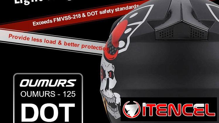 Oumurs DOT Casco de Moto ATV Unisex Adulto Negro
