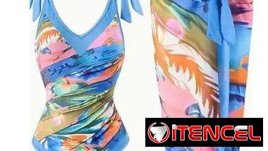 Juego/ Conjunto Traje de Baño. Enterizo y Falda. Estilo Veraniego y Colorido