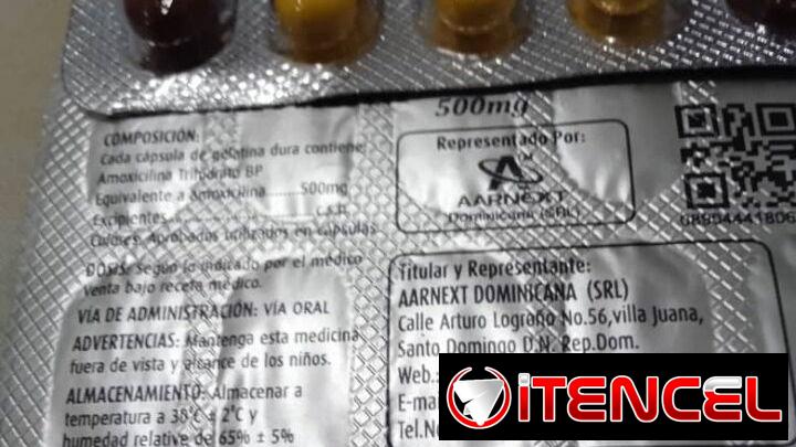AMOXICILINA DE 500 mg VENCEN EN julio /2028.