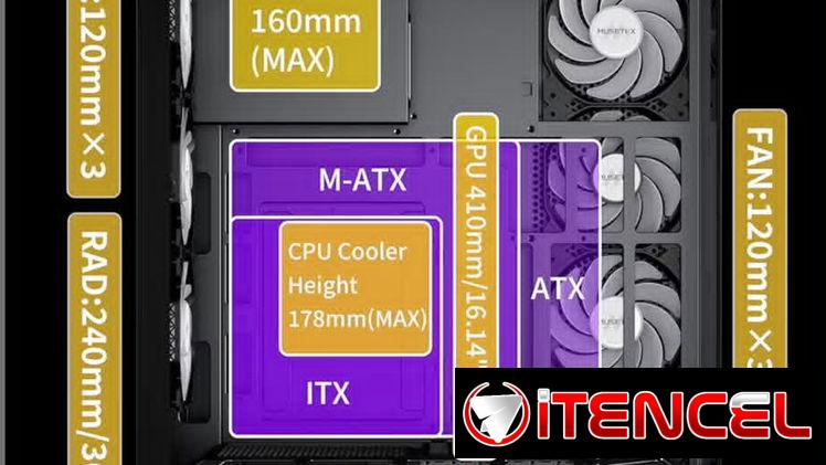 Chasis GAMING Pecera 270° Instalación de forma vertical