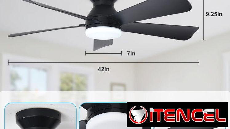 Ventilador de techo moderno Depuley 42 pulgadas 5 aspas, LUCES LED (3 MODO DE ILUMINACIÓN) NEGRO Y BLANCO