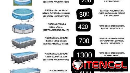 ☀️Gran variedad de piscinas de Diferentes tamaños y modelos nuevas en su caja.✅ Modelos: 1- Bestway con su filtro recirc