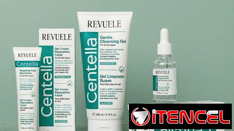 Revuele Centella Línea Reparadora Facial – Kit de Limpiador Suave, Sérum Regenerador y Gel-Crema Hidratante para Piel Se