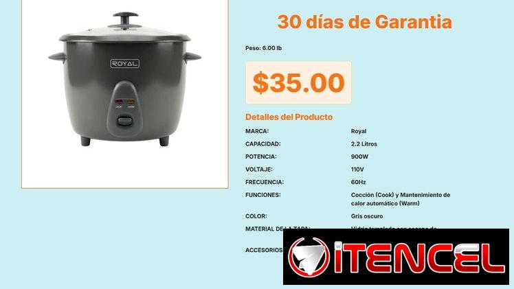 Arrocera Royal 2.2L Incluye Cuchara y Taza, Arrocera Royal 2.2L Incluye Taza Medidora Plástica VPT#-0497