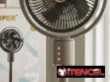 Ventilador recargable Jaysuper de 4 velocidades y ajustable a 3 tamaños de pedestal(NO TRAE PANEL SOLAR)