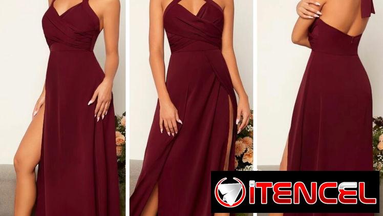 VENDO VESTIDO LARGO CON ESPALDA DESCUBIERTA, CRUZADO Y ANUDADO