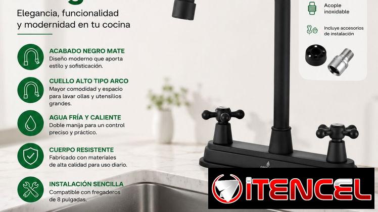 Grifo fregadero doble cuello cisne negro GP 1013 (CV)
