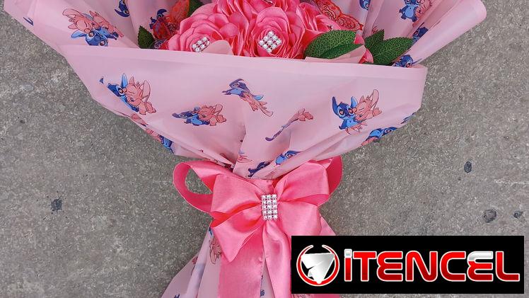 Ramo de rosas con temática de estich y Angela