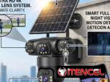 Cámara de vigilancia con panel solar 4k no necesita corriente. Tecnología triple lente. No necesita internet