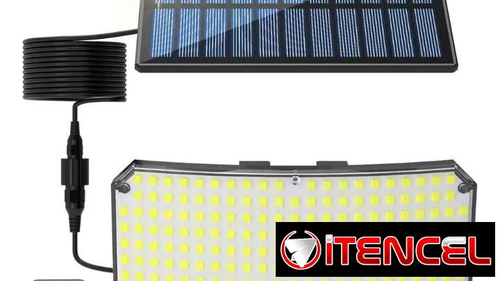 Lámpara solar de pared exterior, 234 led, 200W, con control remoto y 3 modos de trabajo. Sensor de movimiento. 8000K luz