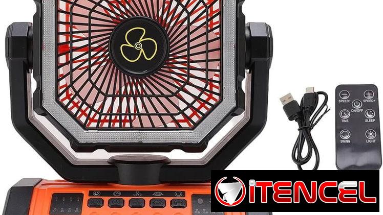 VENTILADOR PORTÁTIL RECARGABLE CON LUZ LED INTEGRADA y CONTROL REMOTO.