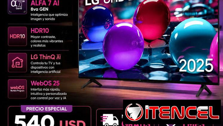 SMART TV LG 55″ 4K UHD (2025) ,Procesador ALFA 7 AI 8va Gen ,HDR10 ,3-HDMI ,LG ThinQ AI + 8GB de datos moviles