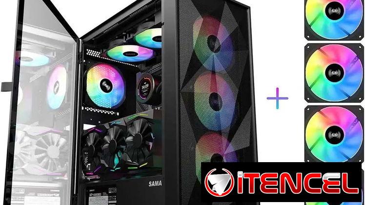 Chasis Gaming marca SAMA modelo 3509 Black + 4 Fanes ARGB