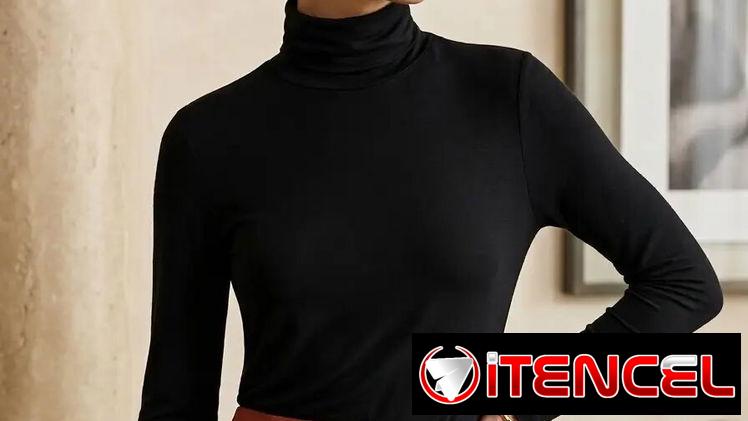 Enguatada negra calidad superior Jersey de Cuello Cisne “Essential Noir” – Elegancia Minimalista 18