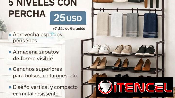 De 5 Niveles con Percha > Zapatera