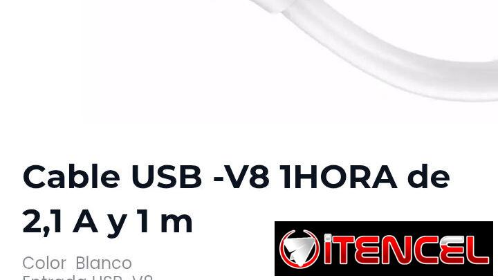 Cable USB -V8 1HORA de 2,1 A y 1 m